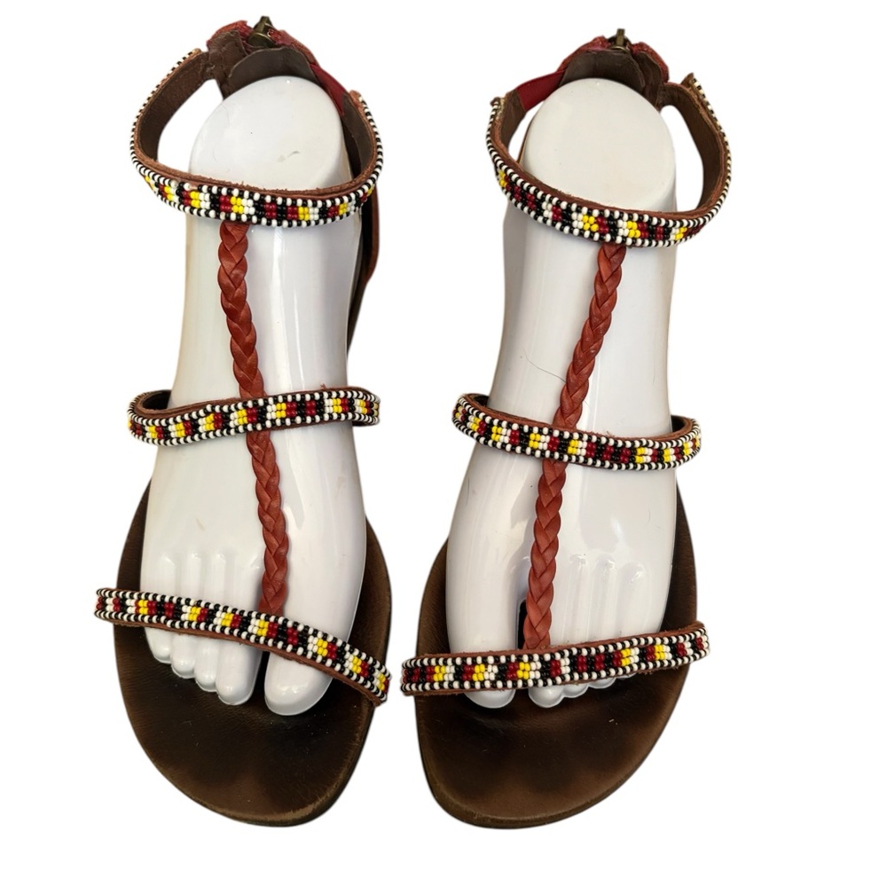 Pikolinos Alcudia Red beaded leather sandals 39/8 - Picture 3 of 10